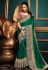 Green satin embroidered festival wear saree  10607